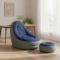 Canapé gonflable en PVC ISO9001 avec repose-pieds, chaise longue gonflable pour salon, ensemble de canapé gonflable floqué, mobilier