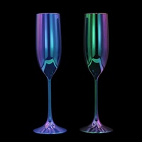Flûtes à vin incassables en plastique PS 6 oz, style américain classique, avec logo personnalisé et électroplaqué coloré, idéales pour les mariages