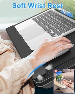 202506 Portable grand bureau d'ordinateur portable pour lit jusqu'à 17 pouces plateau de coussin de tour avec <span class=keywords><strong>repose</strong></span>-poignet tapis de souris <span class=keywords><strong>tablette</strong></span> téléphone fente poignée Portable - Product Image 3