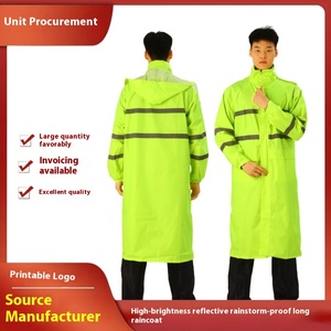 Commercio all'ingrosso della fabbrica giacca a vento riflettente all'aperto da uomo e da donna in PVC sicurezza del traffico impermeabile lungo - Product Image 2
