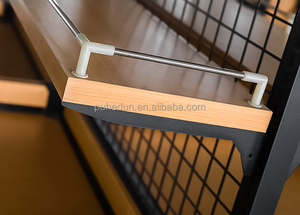 Soporte de exhibición de doble cara de servicio pesado para supermercado para frutas y verduras Estante de espacio de almacenamiento grande hecho de madera - Product Image 3