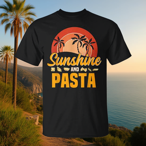 T-shirt promotionnel Sunshine & Pasta pour les amateurs de cuisine italienne rétro vintage - Product Image 3