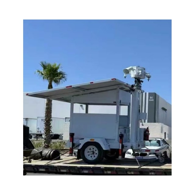 2 Panel Mobile Solar CCTV Tower Trailer for Construction Site Monitoring Systems