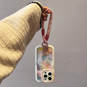 Funda con Correa de Muñeca para iPhone 16 15 14 13 11 12 Pro Max, Colorida, con Diseño de Arcoíris, Corazón, Cara Feliz, Funda Protectora de TPU Suave - Product Image 3