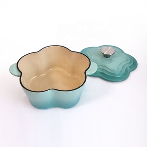 Prix usine personnalisation fonte émaillée marmite forme de fleur casserole casserole casserole ustensiles de cuisine - Product Image 2