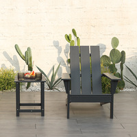 Chaise Adirondack en HDPE et table basse pour jardin, villa, piscine – Ensemble repas extérieur style américain avec chaise grenouille en HDPE