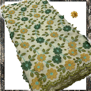 Tissu en dentelle soluble à l'eau de haute qualité, écologique, voile traditionnel à fleurs, 100% coton, broderie 3D en strass pour robe de femme - Product Image 2