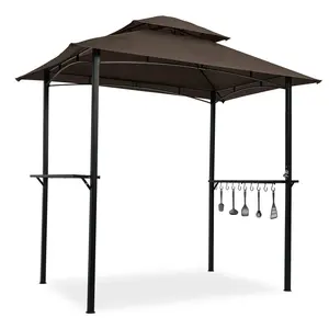<span class=keywords><strong>Tente</strong></span> de gazebo en métal à double toit plat de 8x5 pieds facile à assembler pour le jardin. - Product Image 1