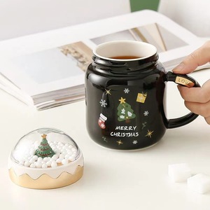 Tazas de cerámica de Feliz Navidad, <span class=keywords><strong>taza</strong></span> de café de vientre <span class=keywords><strong>grande</strong></span> con cubierta de árbol de Navidad, regalo personalizado - Product Image 4