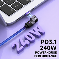 Câble tressé magnétique USB-C vers USB-C SIKAI 240W 5A PD 3.1 avec puce E-Marker pour voiture/bureau/jeux/ordinateur portable/téléphone/banque d'alimentation – Vente en gros