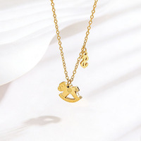 Collier en acier inoxydable plaqué or 18 carats, étanche, pendentif animal poney cheval, collier de fête de luxe