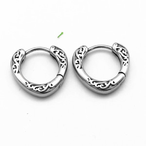 yunnique Huggie <b>Earrings</b> Geometric Hollow Titanium Steel Unisex Stud Jewelry Fashion <b>Hoop</b> Earings - Product Image 1