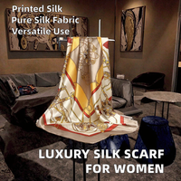 Foulard carré de luxe décontracté en polyester et soie, motif géométrique personnalisable étoile pentagonale, 90 x 90 cm, multifonctionnel
