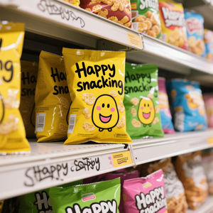 Bolsa de plástico laminado de grado alimenticio con 3 sellos laterales impresos personalizados Embalaje de patatas fritas con bolsa de almohada con sello trasero MOQ 100PCs - Product Image 1