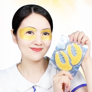 Masque pour les yeux à couverture complète en or 24 carats, logo personnalisé, hydratant éclaircissant <span class=keywords><strong>anti</strong></span>-rides, feuille de cristal infusée d'algues végétaliennes, <span class=keywords><strong>cernes</strong></span> - Product Image 1