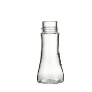 Nouveau Design 200ml rationaliser le corps bouteille en verre large bouche bouteilles de ketchup de sauce en verre avec bouchon à vis