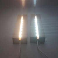 Vente en gros carré en bois LED affichage veilleuse support de base support lampe LED 3d alimenté par USB base en bois pour bricolage acrylique