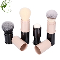 Kuas Makeup Kabuki dapat ditarik portabel tunggal kosmetik kustom Foundation perona pipi bedak tabur kuas rias untuk bedak