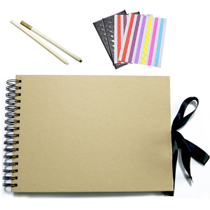 Album photo, album de <span class=keywords><strong>scrapbooking</strong></span>, livre de souvenirs, toile vierge pour vos projets d'art, d'artisanat et de design, format A4, paysage - Product Image 3