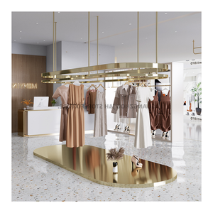 Decke Wand montage Bekleidungs geschäft Display Regal Edelstahl Titan Gold Frauen Kleidungs stück Display Rack Boden Display Stand - Product Image 3