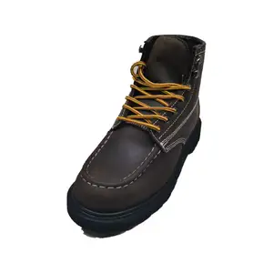 Gaomi Morning Glory CE Factory estilo americano cuero de vaca genuino marrón oscuro personalizado corte medio zapatos de hombre al aire libre botas