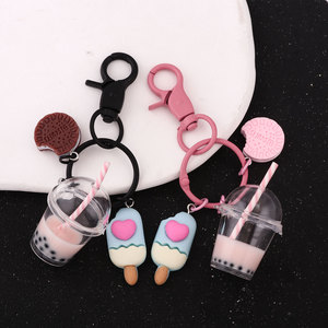 Neues Produkt Zubehör Perlen-Milchtee-Becher Schlüsselanhänger Niedlicher Taschen-Rucksack-Anhänger Eiscreme-Schlüsselanhänger - Product Image 2
