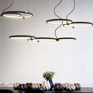 Minimalist Postmodern Circular Pendant <b>Light</b> Unique Creative Ring-Shaped Art for Living Room Bedroom <b>Dining</b> Room or Bar - Product Image 2