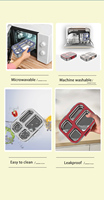 Boîte à lunch et tiffin écologique sans BPA, résistante aux fuites, 4 compartiments, compatible lave-vaisselle, compatible micro-ondes, réutilisable, en plastique pour enfants
