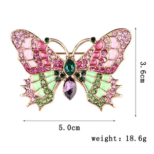 Broche coreano hermoso colorido mariposa Pin elegante Rosa Bling cristal esmalte insecto broches para dama - Product Image 2