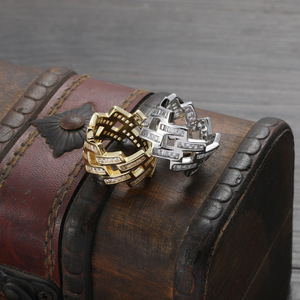 Vintage Woven Cuban <b>Ring</b>, Punk <b>Thick</b> Chain Men's and Women's Couple <b>Ring</b> - Product Image 2