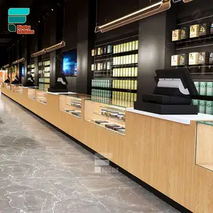 Customized High End Shop Design Counter Showcase Led Light Glass Showcase Dispensary Display For Retail Smoke Shop