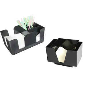 Promotion Günstige Kunststoff Bar Caddy Restaurant Servietten halter Schwarz Spender Stroh Organizer Mit Benutzer definiertem Logo