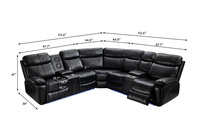 Canapé Sectionnel d'Angle en Cuir, Électrique et Inclinable, avec Haut-Parleur et Bande LED, Meuble de Salon ou Cinéma Maison