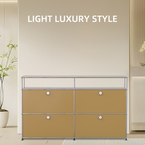 Tủ Búp Phê màu trà sữa, Tủ Búp Phê phong cách giữa thế kỷ tối giản, đồ nội thất mô-đun đa năng, Tủ lưu trữ tùy chỉnh - Product Image 4