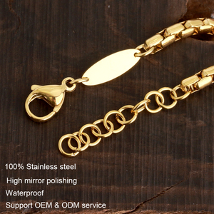 Pulsera de caja redonda de moda de alta calidad Pulsera de cadena ajustable de acero inoxidable chapado en oro de 18 quilates para mujeres y hombres - Product Image 3