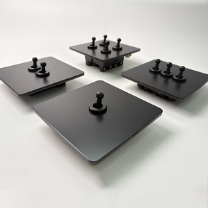 LangYeao Black Toggle <strong>Light</strong> <strong>Wall</strong> <strong>Switches</strong> Custom UK Standard Stainless Steel Panel Metal Electric Vintage <strong>Switch</strong> and Socket - Product Image 2