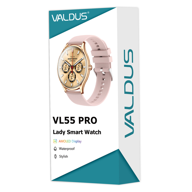 VALDUS 2024 Strap Womens Health Heart Rate Breath Monitoring Waterproof Smart Watch 1.43 Inch AMOLED Screen VL55 PRO Smartwatch