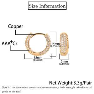 Pendientes de Aro Huggie de Oro Laminado en 18k con Circonitas Cúbicas Pavé, Joyería Hip Hop, Regalo de Boda y Compromiso de Moda para Mujer - Product Image 3