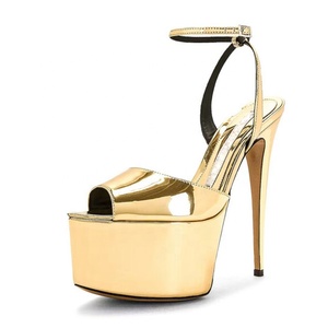 Sandales sexy pour femmes à talons hauts fins et plateforme, bout ouvert, en cuir verni brillant, pour soirées, clubs et danseuses d'été - Product Image 5