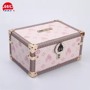 luxury gold metal rigid suitcase pink leather gift box