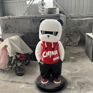 Mignon extérieur résine grandeur nature Pop Art Animal fibre de verre décoration abstraite <span class=keywords><strong>assis</strong></span> Panda Sculpture de jardin - Product Image 3