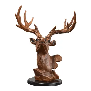 2024 nouvelle Figurine animale simulée cerf wapiti tête Sculpture ameublement cadeaux personnalisé résine artisanat