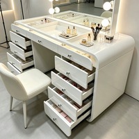 Nouvelle Coiffeuse de Luxe Blanche avec Miroir de Maquillage et Éclairage LED, 13 Tiroirs, pour Ensembles de Chambre Modernes - Vente en Gros