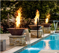 Foyer à gaz en acier inoxydable, bol à feu Patio foyer fontaine d'eau cascade pour piscine