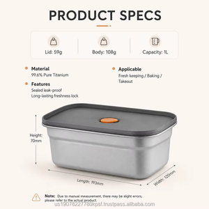 Best Price Fridge Travel Minimalist Design Rectangle Airtight Clip-on Lid Fresh Keeping Titanium Food <b>Storage</b> Container - Product Image 3
