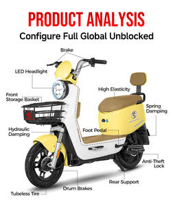 Scooter <span class=keywords><strong>électrique</strong></span> à cadre en acier au carbone 48V avec moteur à moyeu arrière sans balais 500W, batterie au plomb-acide 13AH, autonomie <span class=keywords><strong>de</strong></span> 60 km, capteur <span class=keywords><strong>de</strong></span> vitesse à 3 niveaux - Product Image 4