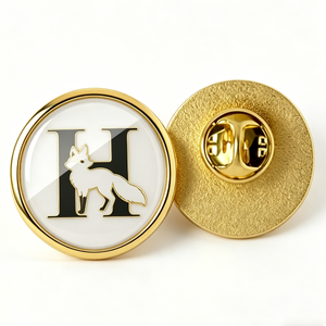 Pin de Solapa Redondo de Metal Personalizado, Insignia Esmaltada con Letras y Animales, Pin Dorado para Ropa, Regalo, Souvenir - Product Image 4