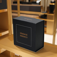 Boîte cadeau de luxe écologique et recyclable avec logo personnalisé, emballage en carton rigide noir, fermeture magnétique robuste, doublure en éponge