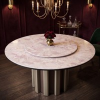 Ensemble de table à manger en travertin rond naturel de luxe moderne, design moderne, meubles de salon, table à manger en ardoise