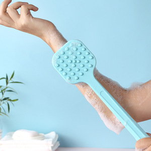 Silicone Body Brush Long Handle Soft Hair Back Massaging <b>Shower</b> Scrubber Bathing Skin Massage Back Scrubber Exfoliating Blood - Product Image 3